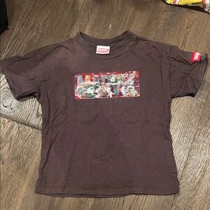 Cotton On Brown Kids Short Sleeve Tee with Multicolor Marvel Chest Print